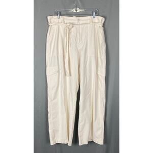 Madewell Pants Women 33 Cream Griff Superwide Leg Cargo 90s NWT FLAW NO076